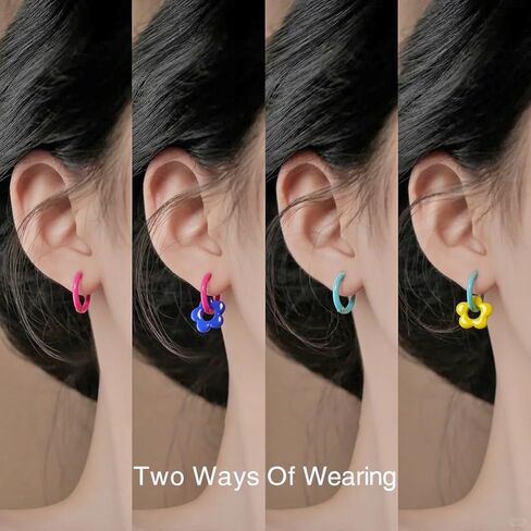 أقراط دائرية على شكل زهرة زجاجية غير متماثلة مطلية بالذهب عيار 18 قيراط خفيفة الوزن أقراط ذهبية مكتنزة للنساء in Kuwait