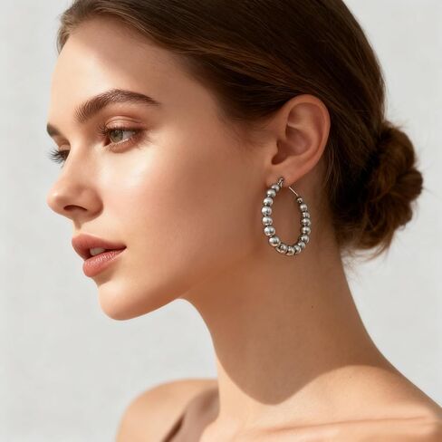 3 Pairs Navajo Pearl Hoop Earrings, Western Cowgirl Jewelry for Women, Vintage Beaded Hoops Navajo Pearl Earrings with 3 Sizes, Country Concert Gifts for Women in Kuwait