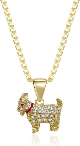 IceChain Goat Pendant Necklace for Men, Cubic Zirconia CZ Iced Out Cuban Chain, 14K Gold Plated Hip Hop Jewelry, Christmas Birthday Gift with Gift Box in Saudi Arabia