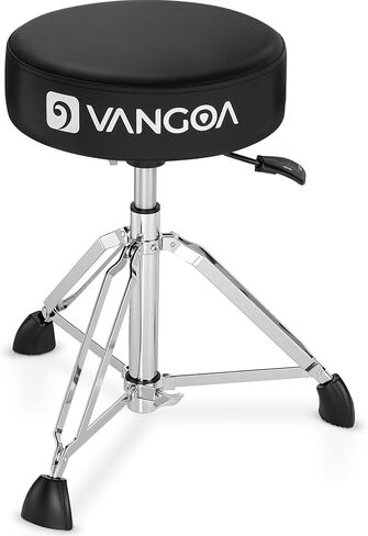 Vangoa Drum Throne Heavy Duty Height Adjustable Motorcycle Style Drum Stool Seat Rotatable Swivel Padded Double-Braced Drummer Chair for Adults with Anti-Slip Feet and 5A Drumsticks in Kuwait
