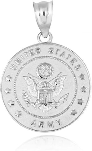 Claddagh Gold United States Army Officially Licensed Eagle Emblem Medallion Fine Pendant Necklace Real Solid .925 Sterling Silver in Kuwait