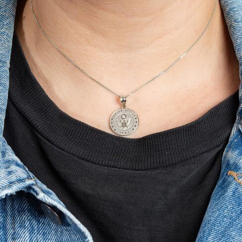 Claddagh Gold United States Army Officially Licensed Eagle Emblem Medallion Fine Pendant Necklace Real Solid .925 Sterling Silver in Kuwait