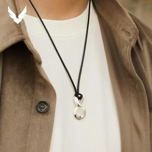 قلادة من الفضة الاسترليني Möbius Infinity، لمسة نهائية مصقولة، تصميم للجنسين، هدايا مجوهرات إبداعية in Kuwait