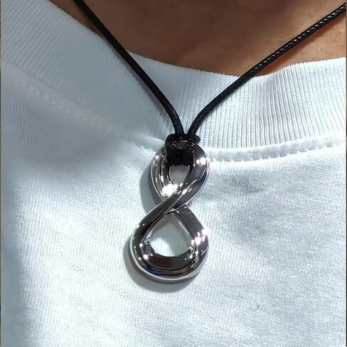 قلادة من الفضة الاسترليني Möbius Infinity، لمسة نهائية مصقولة، تصميم للجنسين، هدايا مجوهرات إبداعية in Kuwait