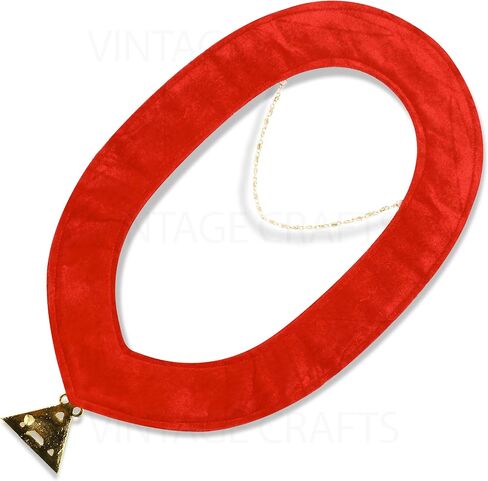 مجموعة قفازات وقفازات وياقة سلسلة ماسونية من Royal Arch - شعارات ماسونية مخملية حمراء مع سلسلة معدنية مطلية بالذهب وقفازات مطرزة ثلاثية التاو in Saudi Arabia