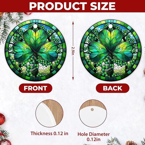 2025 Shamrock Stained Glass Ornament – Celtic Irish Clover Sun Catcher – St. Patrick’s Day Hanging Decoration for Irish Pride, Home & Garden – 2.9" Round Ceramic Keepsake with Cord in Kuwait