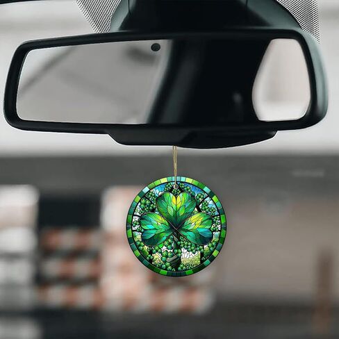 2025 Shamrock Stained Glass Ornament – Celtic Irish Clover Sun Catcher – St. Patrick’s Day Hanging Decoration for Irish Pride, Home & Garden – 2.9" Round Ceramic Keepsake with Cord in Kuwait