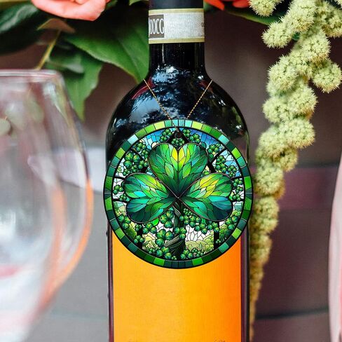 2025 Shamrock Stained Glass Ornament – Celtic Irish Clover Sun Catcher – St. Patrick’s Day Hanging Decoration for Irish Pride, Home & Garden – 2.9" Round Ceramic Keepsake with Cord in Kuwait