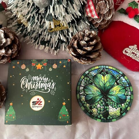 2025 Shamrock Stained Glass Ornament – Celtic Irish Clover Sun Catcher – St. Patrick’s Day Hanging Decoration for Irish Pride, Home & Garden – 2.9" Round Ceramic Keepsake with Cord in Kuwait