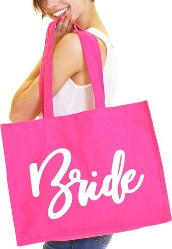 RhinestoneSash Bride Tote Bag - JUMBO SIZE 18" x 14" XL Cotton Canvas Wedding Totes - Engagement and Bridal Shower Gifts in Saudi Arabia
