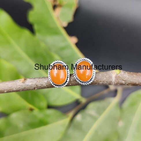 925 Sterling Silver Studs Earrings for Women Natural Gemstone Hypoallergenic Artisan Handmade Earrings Bohemian Jewelry Anniversary Gift for Her in Kuwait