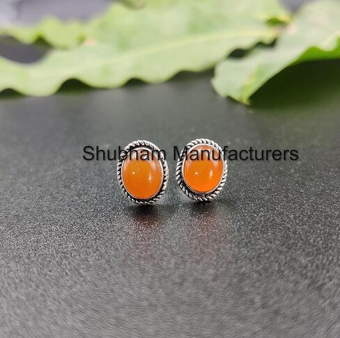 925 Sterling Silver Studs Earrings for Women Natural Gemstone Hypoallergenic Artisan Handmade Earrings Bohemian Jewelry Anniversary Gift for Her in Kuwait