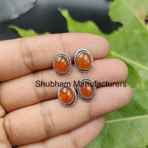 925 Sterling Silver Studs Earrings for Women Natural Gemstone Hypoallergenic Artisan Handmade Earrings Bohemian Jewelry Anniversary Gift for Her in Kuwait