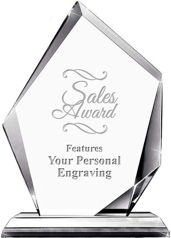 Top Sales Performer Apex Crystal Award, 6" H Custom Engraved Sales Trophy, Engraving Included Prime in Saudi Arabia