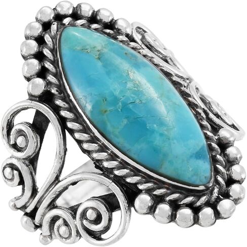 Turquoise Ring Sterling Silver 925 Genuine Gemstones Size 6 to 11 in Saudi Arabia