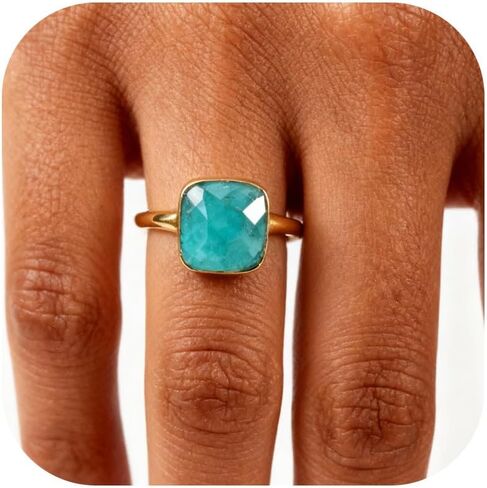 Turquoise Rings for Women Gold Western Rings Square Turquoise Statement Jewelry Trendy Country Concert Gifts in Kuwait