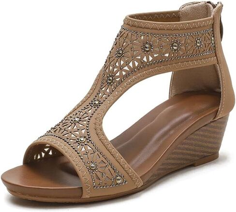 WOJWSKI Women's Slide Wedge Sandal Open Toe High Heel Zipper Back Platform in Kuwait