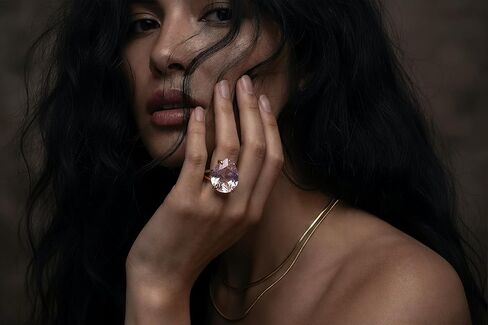 خاتم فضة كوارتز وردي - أحجار كريمة على شكل كمثرى دمعة - مجوهرات جوهرة شهر يناير - خاتم بيان الحب الذاتي in Kuwait