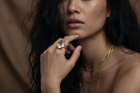 خاتم فضة كوارتز وردي - أحجار كريمة على شكل كمثرى دمعة - مجوهرات جوهرة شهر يناير - خاتم بيان الحب الذاتي in Kuwait