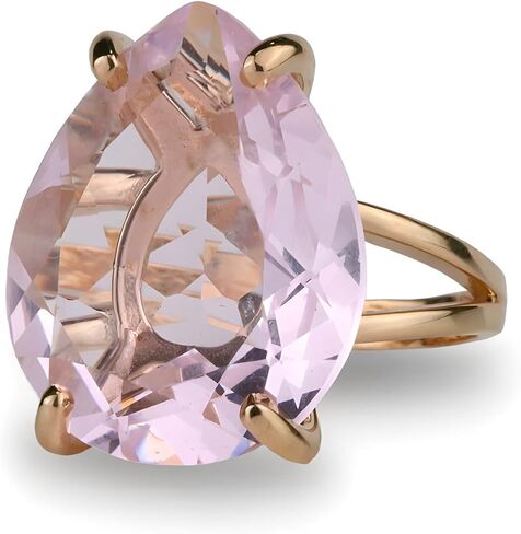 خاتم فضة كوارتز وردي - أحجار كريمة على شكل كمثرى دمعة - مجوهرات جوهرة شهر يناير - خاتم بيان الحب الذاتي in Kuwait