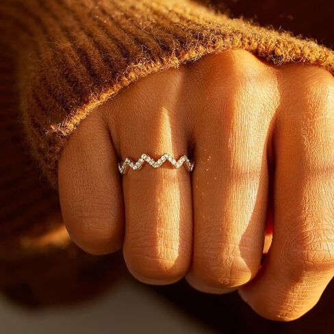 STORYJEWELLERY Pinky Ring for Women, 18K Gold Plated Highs and Lows Rings, Zigzag Ring, Fashion Rings for Women in Saudi Arabia