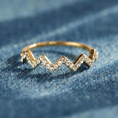 STORYJEWELLERY Pinky Ring for Women, 18K Gold Plated Highs and Lows Rings, Zigzag Ring, Fashion Rings for Women in Saudi Arabia