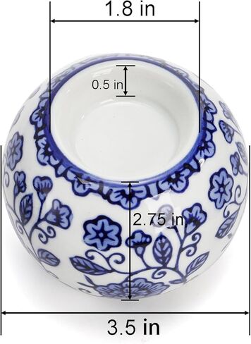 Okllen Set of 4 Blue and White Decor Ceramic Tealight Holders, Chinoiserie Decor Votive Candle Holders for Wedding Party Centerpiece, Holiday Home Table Decor, 1.8" Dx2.75 H in Saudi Arabia