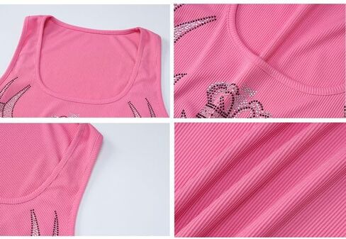 Tank Tops for Women Girls Heart Graphic Rhinestone U-Neck Sleeveless Tops Coquett Summer Mcbling Clothes in Saudi Arabia