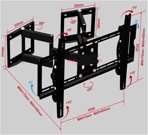 30"-65" 80kg 600x400 Heavy Duty Swing Arm TV Stand LCD Wall Mount Bracket Corner Mount Retractable LCD Full Motion 6 Arms in Saudi Arabia
