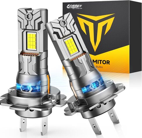 FAHREN H11/H9/H8 Hb3/9005 LED Light Bulbs Combo, 140000 13000％ Brighter, 6500K White LED Bulb, 10-Year Lifespan with Cooling Fan, 1:1 Halogen Size, Non-Polarity Plug and Play, Pack of 4 Warning Lights in Kuwait