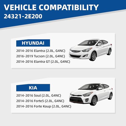 24321-2E200 مجموعة سلسلة توقيت المحرك مع تروس CVVT المتوافقة مع Hyundai Elantra/Elantra GT/Tucson/Kia Forte5 / Forte Koup/Soul 2.0L L4 G4NC المحرك 2014-2016 يستبدل 24350-2E200 24370-2E200 in Kuwait