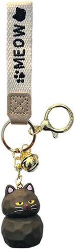 Men Women Cute Kawaii Different Posture Wood Carving Feeling Lucky Cat Kitty Keychain Keyring Key Chain Key Ring in Saudi Arabia