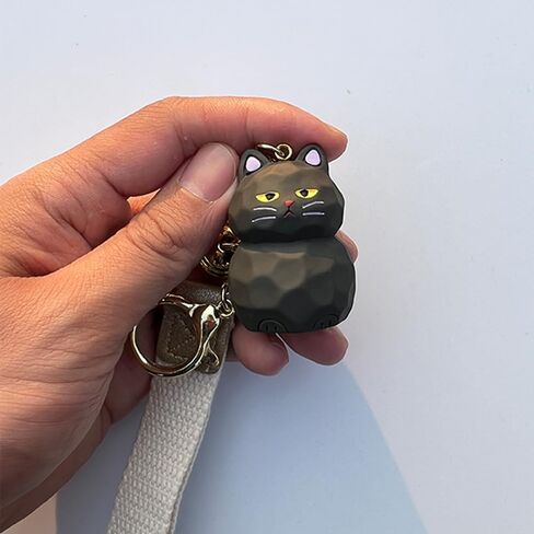 Men Women Cute Kawaii Different Posture Wood Carving Feeling Lucky Cat Kitty Keychain Keyring Key Chain Key Ring in Saudi Arabia