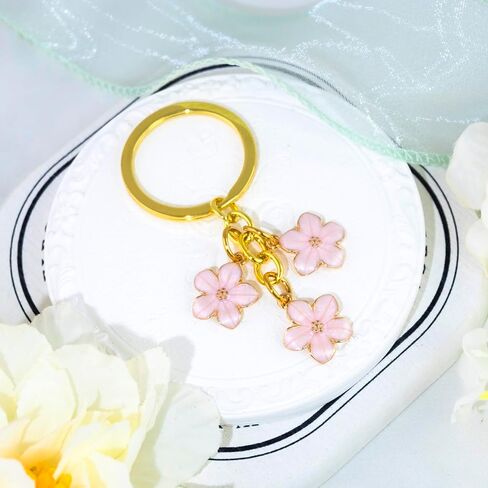 Initial Letter Keychain for Women with Butterfly Pendant Cubic Zirconia Heart Keyring Flower Charm for Wallet in Saudi Arabia