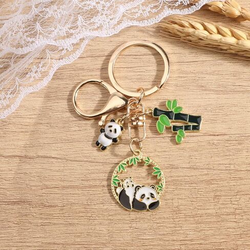 Panda Keychain Cute Keychain with Bamboo Charm Panda Gifts for Women Friend Mom Daughter Coworker Birthday Christmas in Saudi Arabia