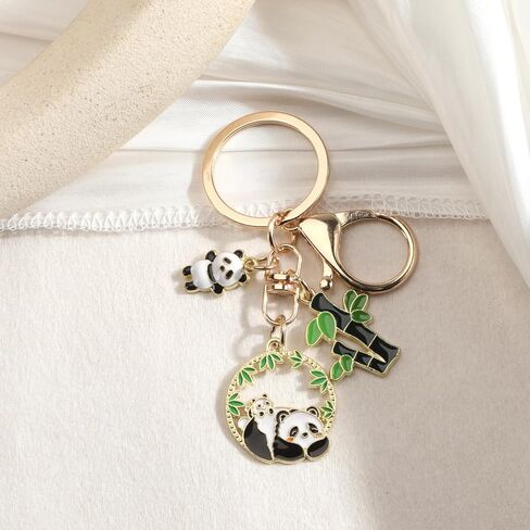 Panda Keychain Cute Keychain with Bamboo Charm Panda Gifts for Women Friend Mom Daughter Coworker Birthday Christmas in Saudi Arabia