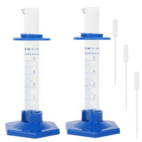 2Pcs Graduated Cylinder, Plastic Hexagonal Base and Protective Collars, Thick Glass Graduated Cylinder, Graduated Cylinders for Lab Measuring Liquid. (10ml) in Kuwait