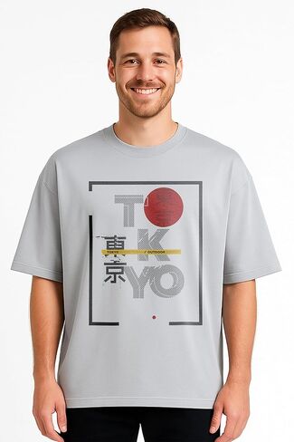 Tokyo Streetwear Graphic T-Shirt for Men – Japanese Print Short Sleeve Tee, Urban Outdoor Style in Lightweight Cotton Blend in Saudi Arabia
