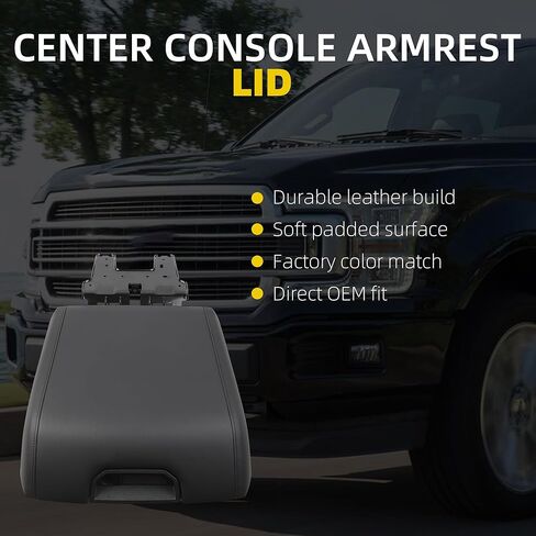 غطاء وحدة التحكم المركزية Dasbecan متوافق مع 2015-2020 Ford F150 Lariat Raptor XLT غطاء مسند ذراع وحدة التحكم المركزية الأمامية باللون الأسود مع استبدال زنبركي مفصلي GL3Z-1506024-AB FL3B-1504604-AA in Saudi Arabia