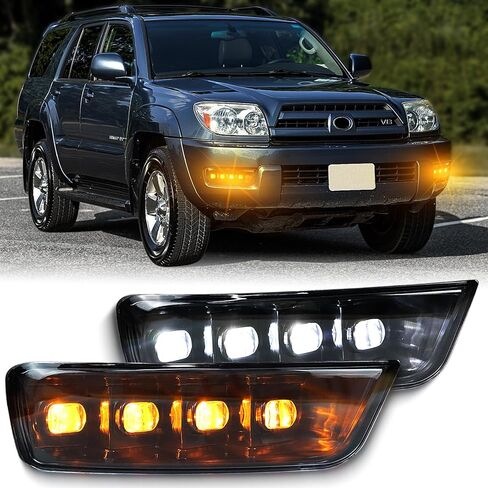 مجموعة مصابيح الضباب الأمامية LED لسيارة Toyota 4Runner 2003 2004 2005 Switchback White Daytime Running Light Amber Turn Signal Lamps Accessories، قطعتان｜ استبدال OEM: 81220-35040، 81210-35060 in Saudi Arabia
