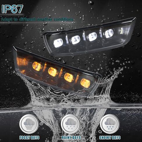 مجموعة مصابيح الضباب الأمامية LED لسيارة Toyota 4Runner 2003 2004 2005 Switchback White Daytime Running Light Amber Turn Signal Lamps Accessories، قطعتان｜ استبدال OEM: 81220-35040، 81210-35060 in Saudi Arabia