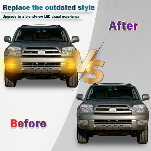 مجموعة مصابيح الضباب الأمامية LED لسيارة Toyota 4Runner 2003 2004 2005 Switchback White Daytime Running Light Amber Turn Signal Lamps Accessories، قطعتان｜ استبدال OEM: 81220-35040، 81210-35060 in Saudi Arabia