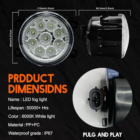 Fog Light Bulb 3.5 Inch Pair LED Front Bumper Fog Driving Lamp Light For Honda CR-V CRV 2012 2013 2014,6000k,Pack of 2 in Kuwait