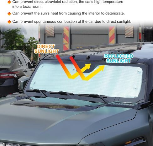 مظلة شمس للسيارة للزجاج الأمامي متوافقة مع ملحقات هامر EV 2022 2023 2024 2025 SUV/SUT حاجب زجاجي أمامي حاجب من الشمس عازل للحرارة قابل للطي يمنع حماية الخصوصية in Kuwait
