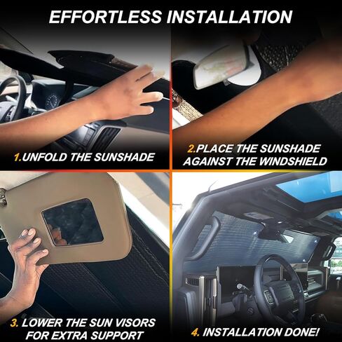 مظلة شمس للسيارة للزجاج الأمامي متوافقة مع ملحقات هامر EV 2022 2023 2024 2025 SUV/SUT حاجب زجاجي أمامي حاجب من الشمس عازل للحرارة قابل للطي يمنع حماية الخصوصية in Kuwait