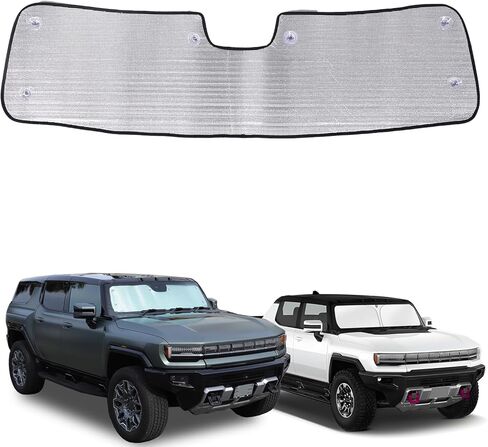 مظلة شمس للسيارة للزجاج الأمامي متوافقة مع ملحقات هامر EV 2022 2023 2024 2025 SUV/SUT حاجب زجاجي أمامي حاجب من الشمس عازل للحرارة قابل للطي يمنع حماية الخصوصية in Kuwait