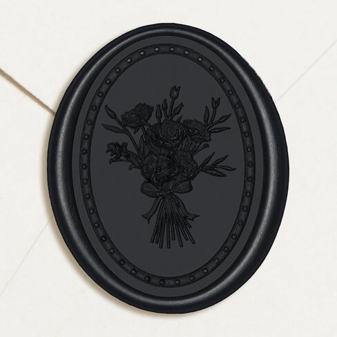 UNIQOOO Wax Seal Stickers - Vintage Photo Frame Floral Bouquet Wedding Invitation Envelope Seal Stickers, 50 Pcs Self-Adhesive Light Gold Stickers, Perfect for Invitation, Christmas, Gift Wrapping in Saudi Arabia