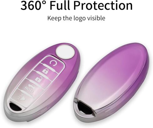 Koongloong Key Fob Cover for Nissan 5 Button Purple Car Keys Case Altima Rogue Sentra Pathfinder Maxima Murano Versa Armada Accessories Bling Keychain Women Girly TPU Gradient in Saudi Arabia