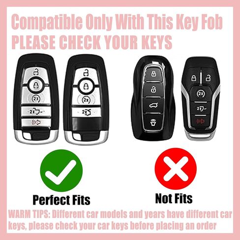 Key Fob Cover with Leather Holder Compatible with Airtag/RFID,Compatible with Ford Fusion Mustang Ranger Explorer Lincoln Aviator,RFID Protector,Car Key Accessories(5-Button, Silver) in Saudi Arabia