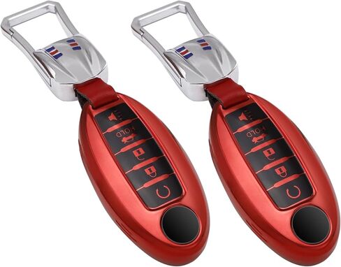 غطاء Koongloong Key Fob لنيسان 5 أزرار أرجوانية لمفاتيح السيارة Altima Rogue Sentra Pathfinder Maxima Murano Versa Armada Accessories Bling Keychain Women Girly TPU Gradient in Kuwait